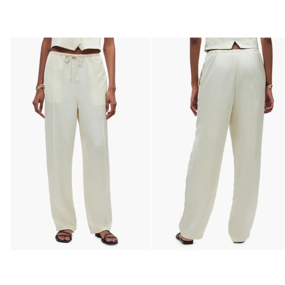 MADEWELL Pintuck Slim Pull-On Pants in "Cake Batter" SIZE MEDIUM